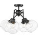 Axel 4 Light 24 inch Matte Black Semi-Flush Ceiling Light in Clear Glass